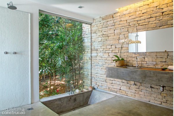 banheiro parede pedra natural empilhada
