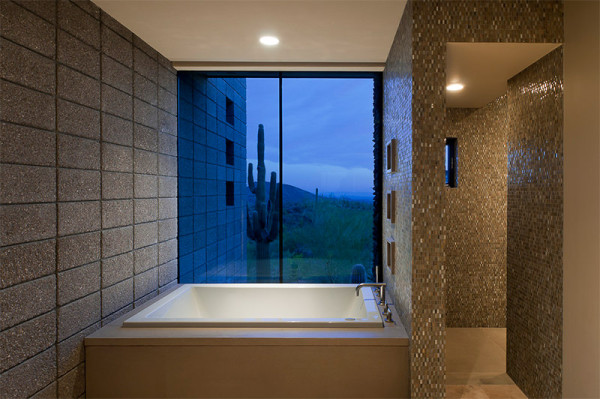banheiro moderno revestimento textura pastilha banheira