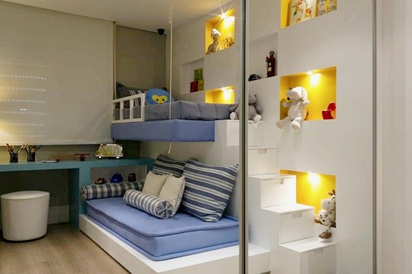 decor quartos criancas duas camas beliche marcenaria