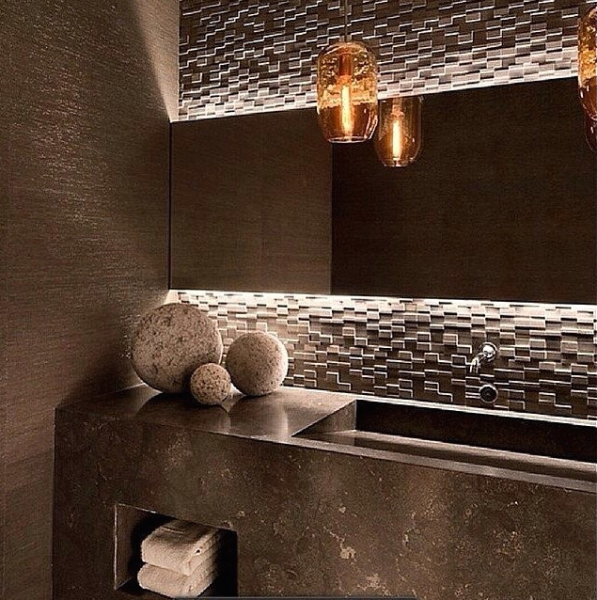 lavabo marrom cuba moldada marmore papel parede palha