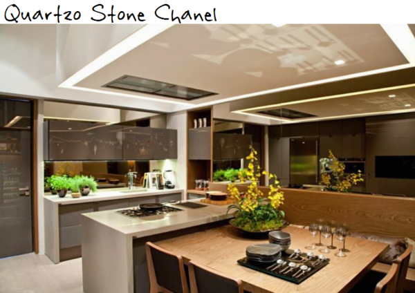 cozinha mesa bancada ilha quartzo stone chanel