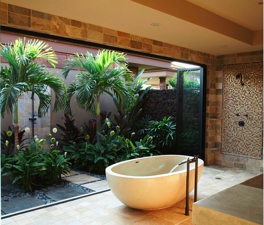 banheiro com jardim de inverno integrado varanda