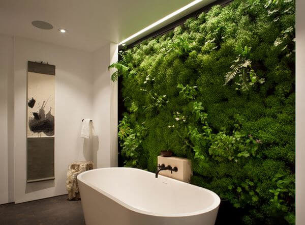 jardim vertical banheiro banheira apoio mostra decoracao